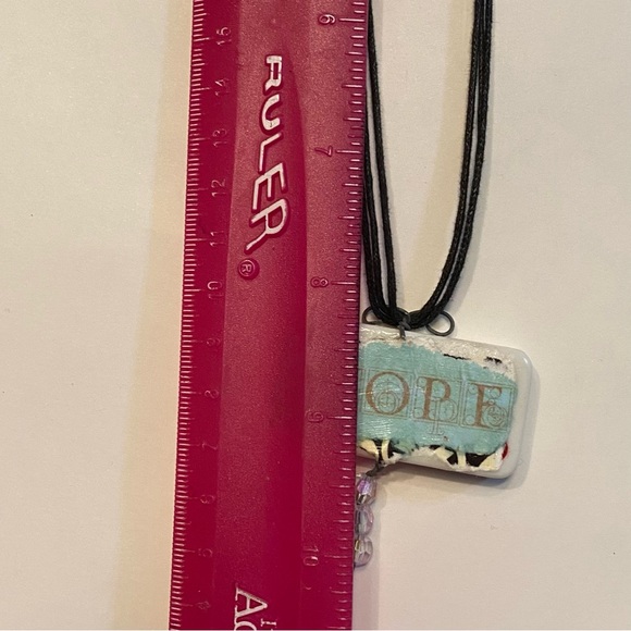 Vintage necklace, reversible, handmade with domino and scripture - Picture 4 of 5